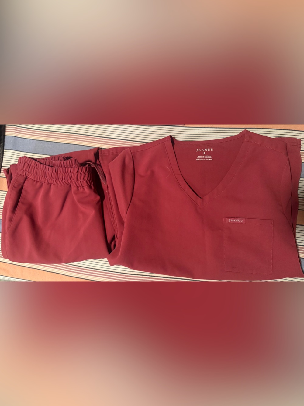 Jaanuu women’s Wine Red Scrub Joggers